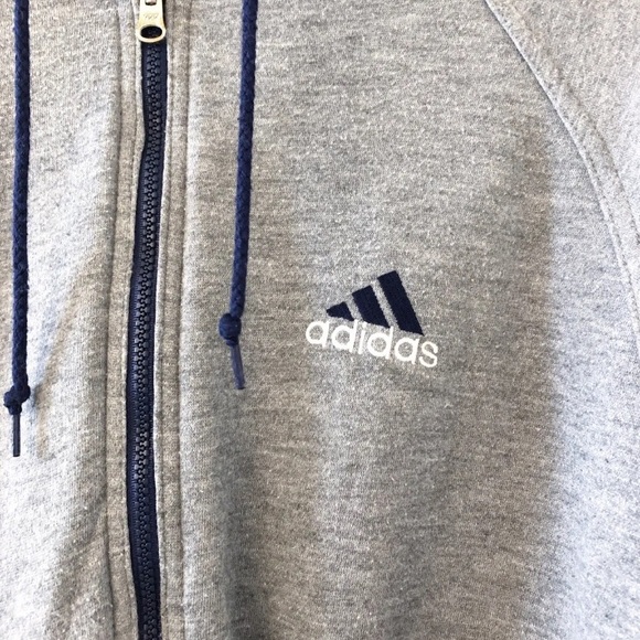 Vintage 90s Adidas reversible insulated jacket hooded. Navy / grey. Mens womens - Picture 5 of 7